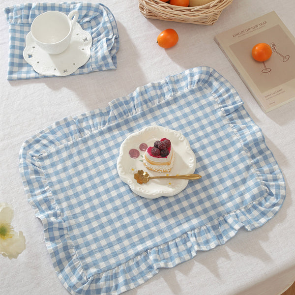 Ruffled Edge Solid Linen-Style Placemat