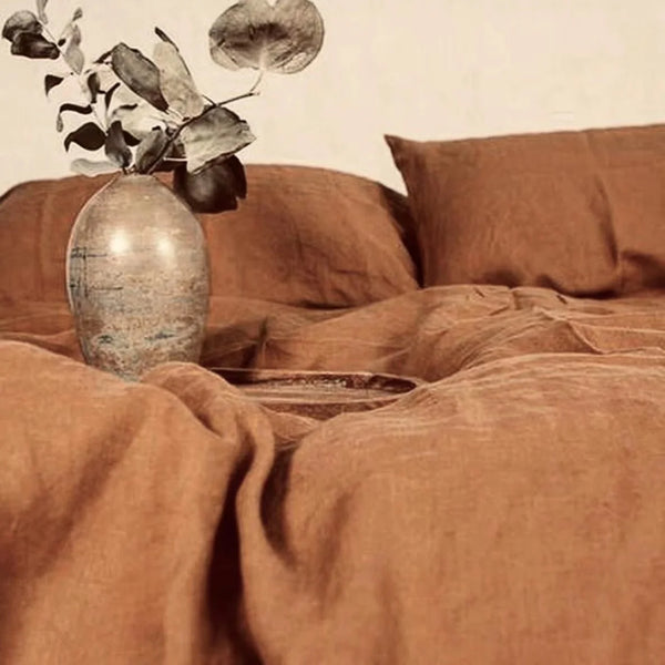 Natural French Linen Duvet Cover & Flat Sheet
