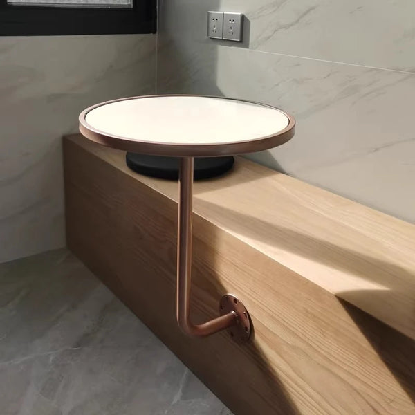 Marble-Top Wall-Mounted Round Accent Table