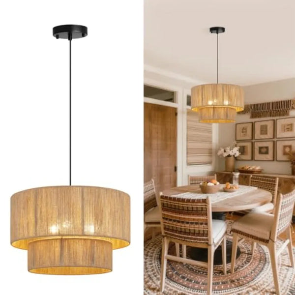 18-Inch Rattan Woven Boho Pendant Chandelier