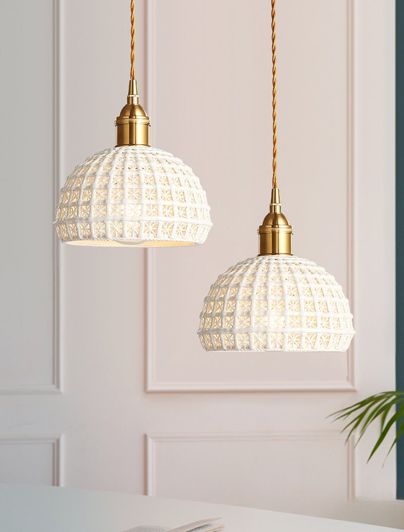 Brass & Ceramic Pendant Bedside Lamp — view 5