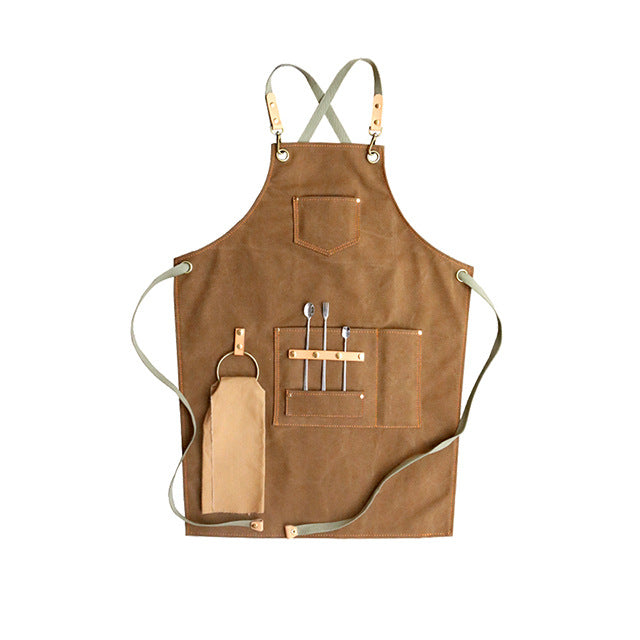 Linen-Tone Cross-Back Apron for Kitchen & Garden