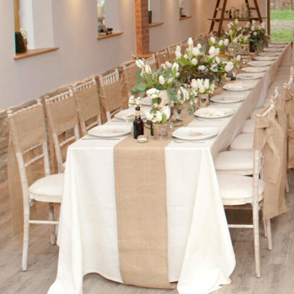 Rustic Hessian Table Runner in Natural Jute — view 5