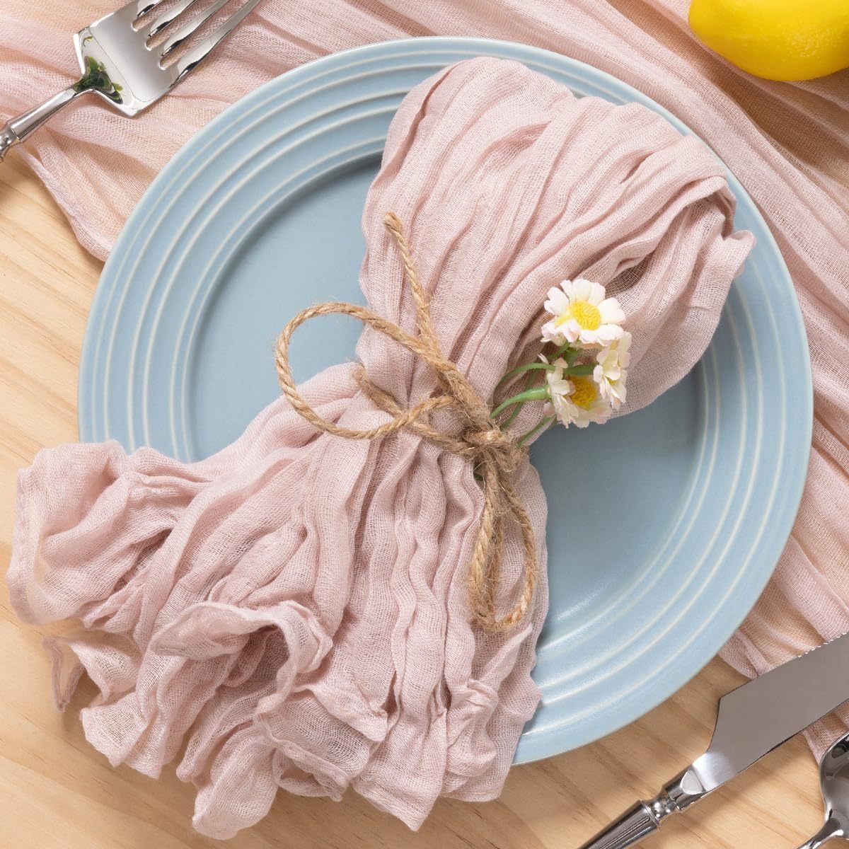 Bali Crinkled Chiffon Napkin, Plain Table Linen — view 2