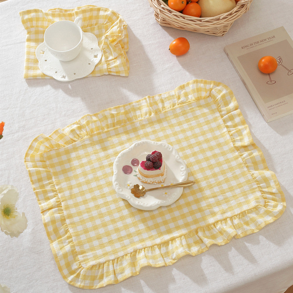 Ruffled Edge Solid Linen-Style Placemat — view 5