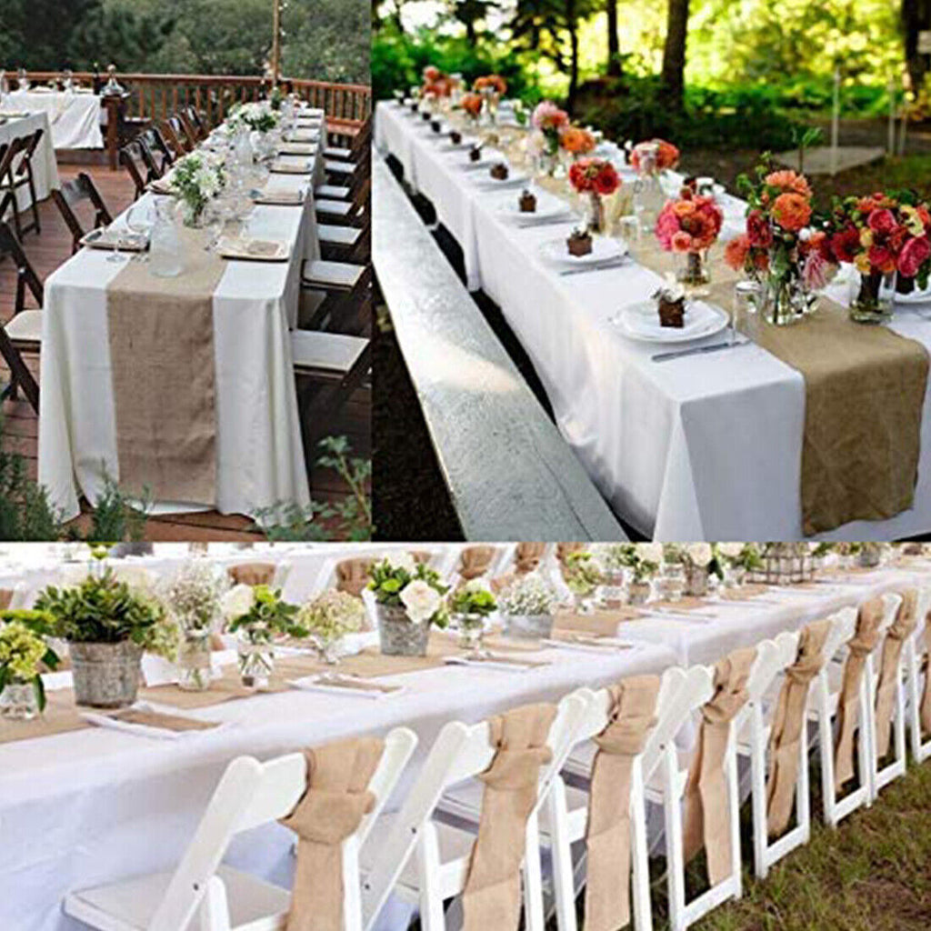 Rustic Hessian Table Runner in Natural Jute — view 8