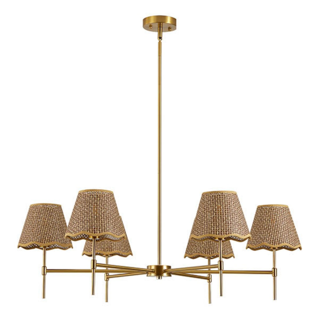 Six-Light Rattan Chandelier | Rustic Boho Pendant