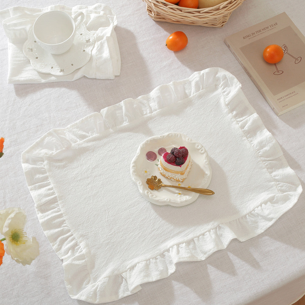 Ruffled Edge Solid Linen-Style Placemat — view 4