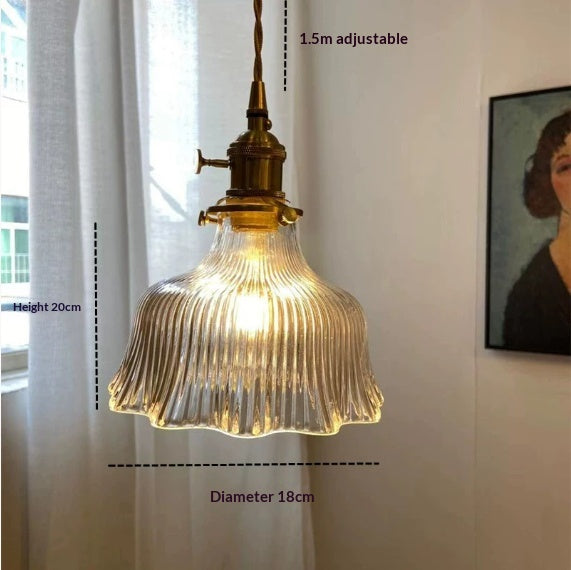 Japanese Retro Brass & Glass Pendant Light — view 8