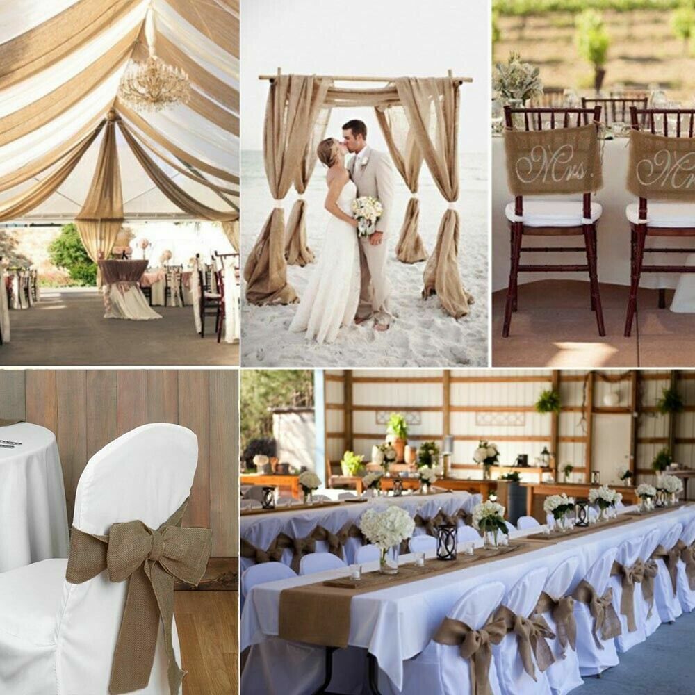 Rustic Hessian Table Runner in Natural Jute — view 10
