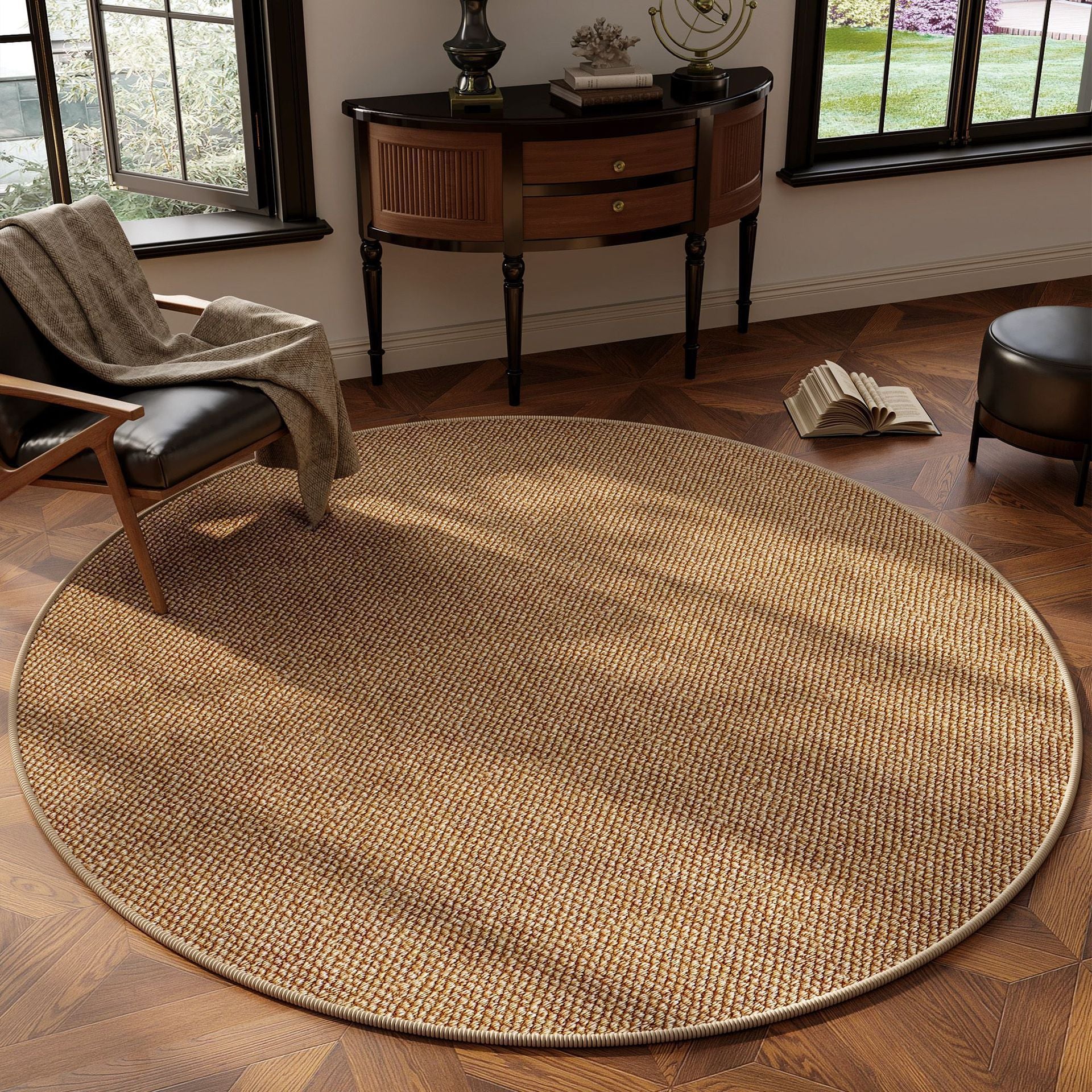 Woven Sisal-Style Round Rug in Solid Tones — view 7