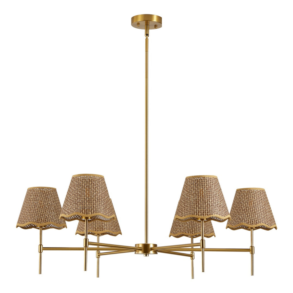 Six-Light Rattan Chandelier | Rustic Boho Pendant