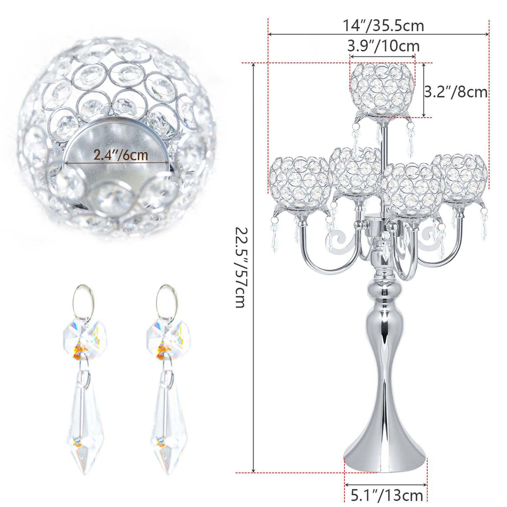 Metal & Crystal Candlestick Wedding Table Centrepiece
