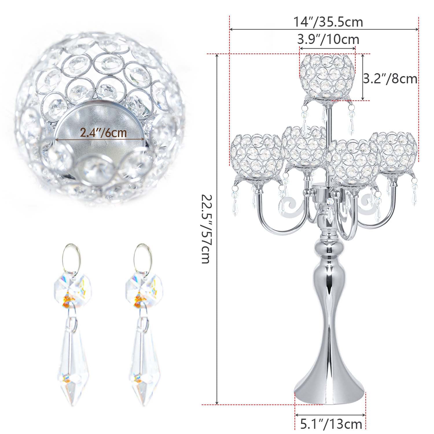Metal & Crystal Candlestick Wedding Table Centrepiece