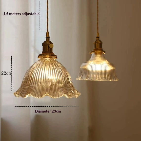 Japanese Retro Brass & Glass Pendant Light — view 5
