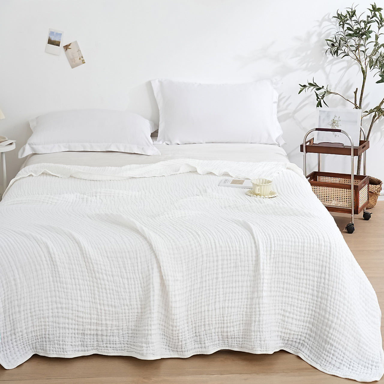 Woven Muslin Quilt Throw in Muted Solid Tones — view 7