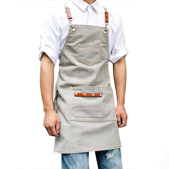 Linen-Tone Cross-Back Apron for Kitchen & Garden