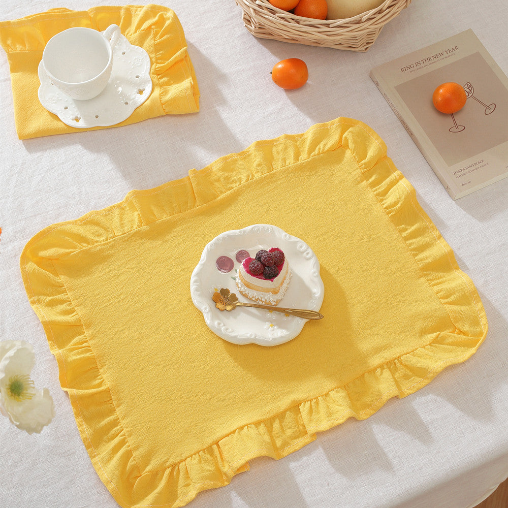 Ruffled Edge Solid Linen-Style Placemat — view 7
