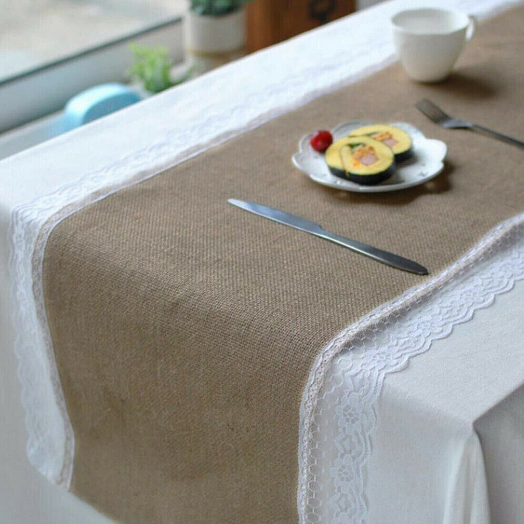 Rustic Hessian Table Runner in Natural Jute — view 6