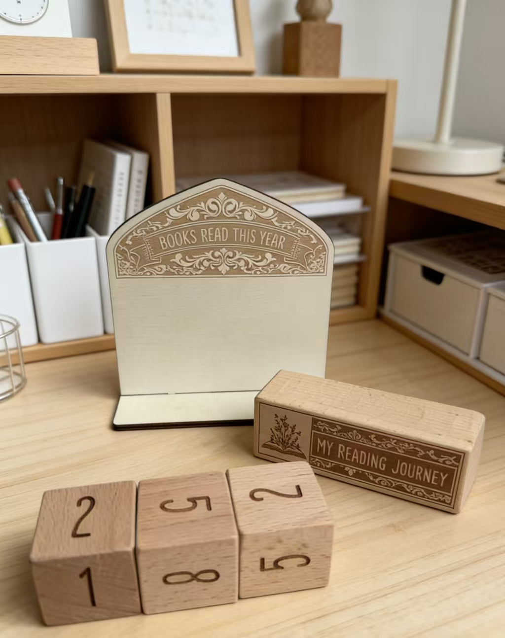 Wooden Reading Journey Desk Block Calendar