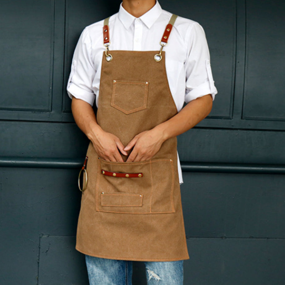 Linen-Tone Cross-Back Apron for Kitchen & Garden