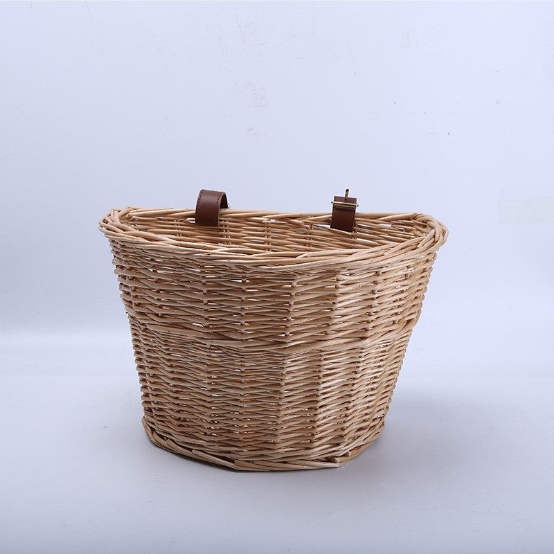 D-Shaped Wicker Folding Bicycle Basket — view 4