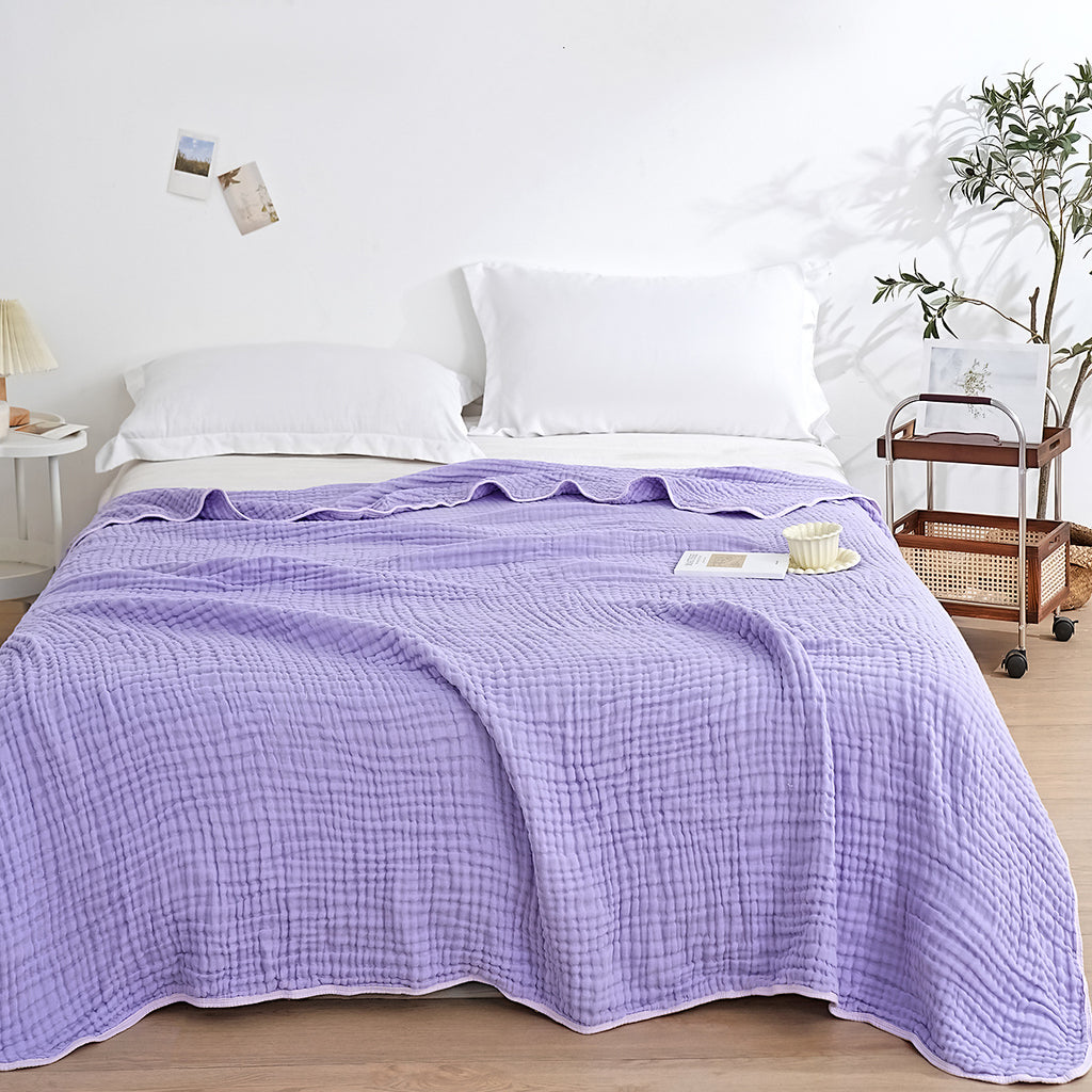 Woven Muslin Quilt Throw in Muted Solid Tones — view 2