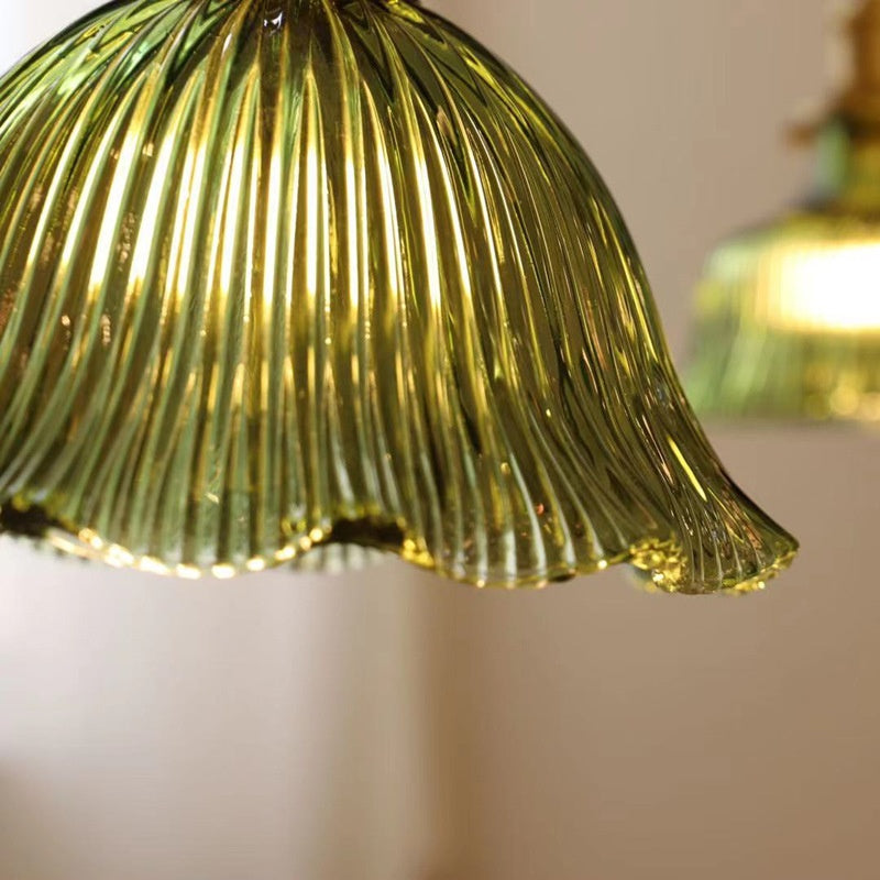 Japanese Retro Brass & Glass Pendant Light — view 2