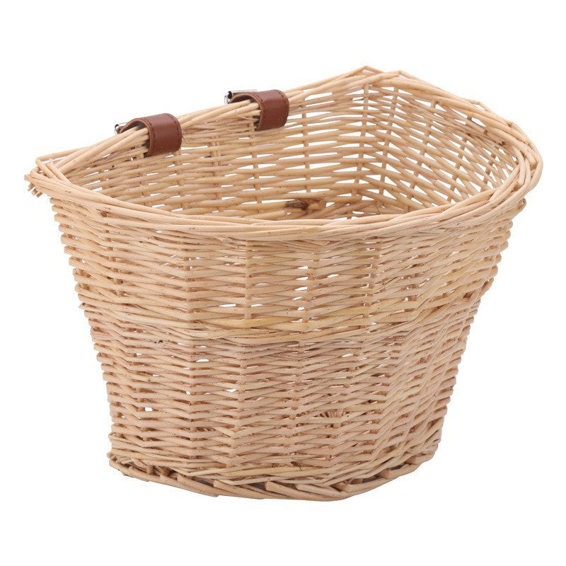 D-Shaped Wicker Folding Bicycle Basket — view 3
