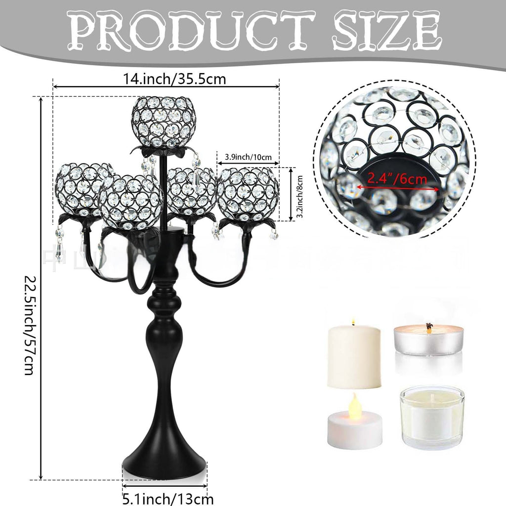Metal & Crystal Candlestick Wedding Table Centrepiece