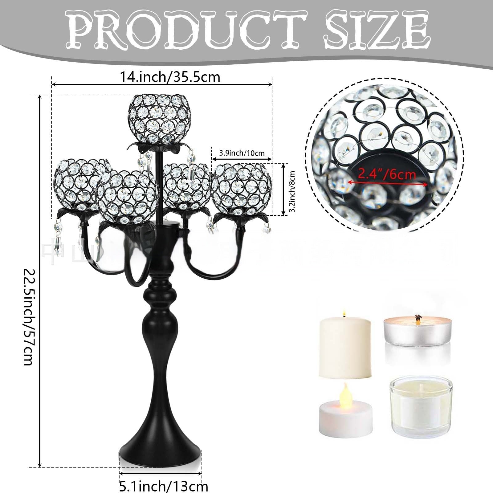 Metal & Crystal Candlestick Wedding Table Centrepiece