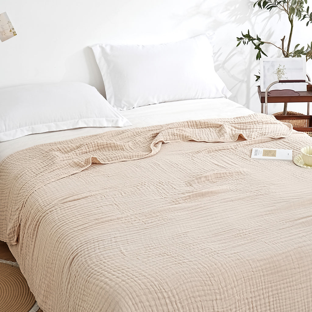 Woven Muslin Quilt Throw in Muted Solid Tones — view 3