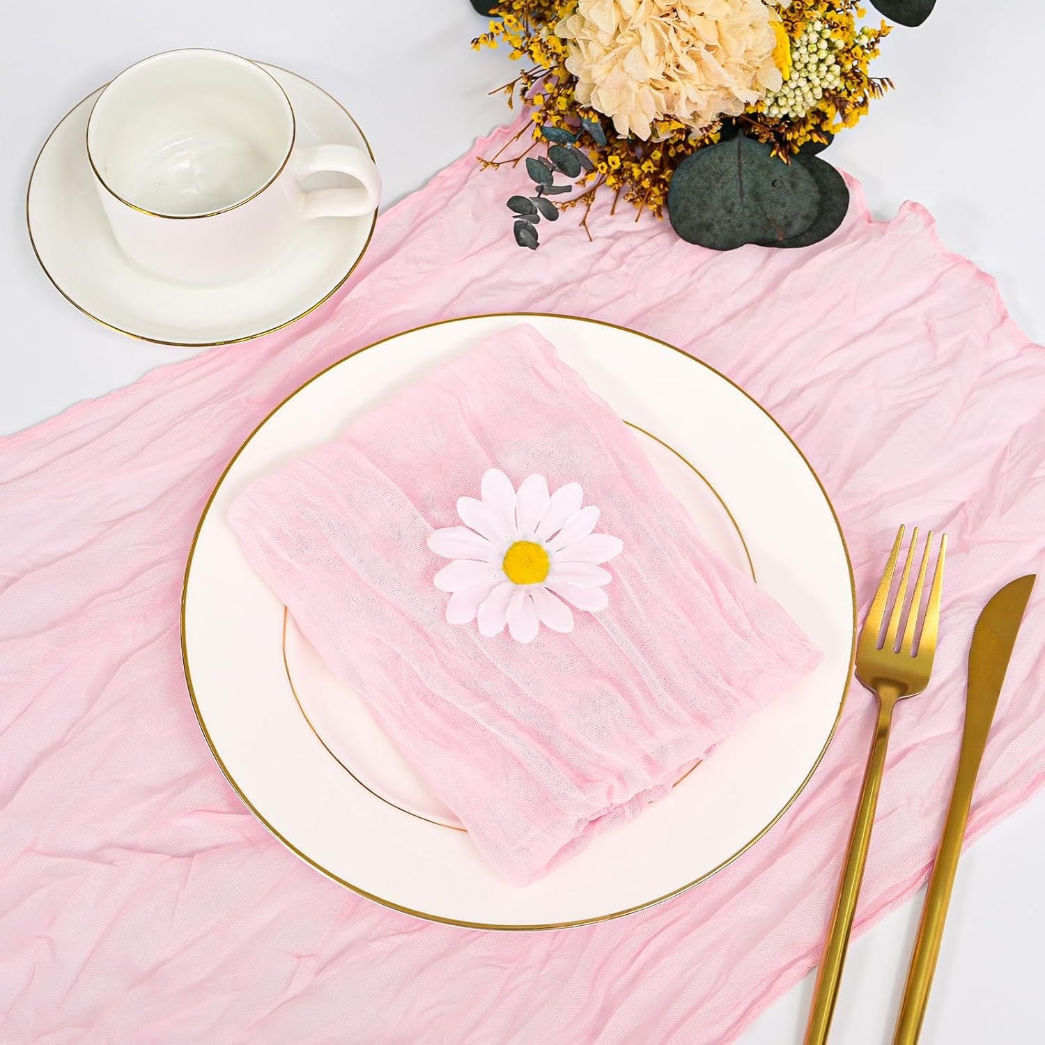 Bali Crinkled Chiffon Napkin, Plain Table Linen