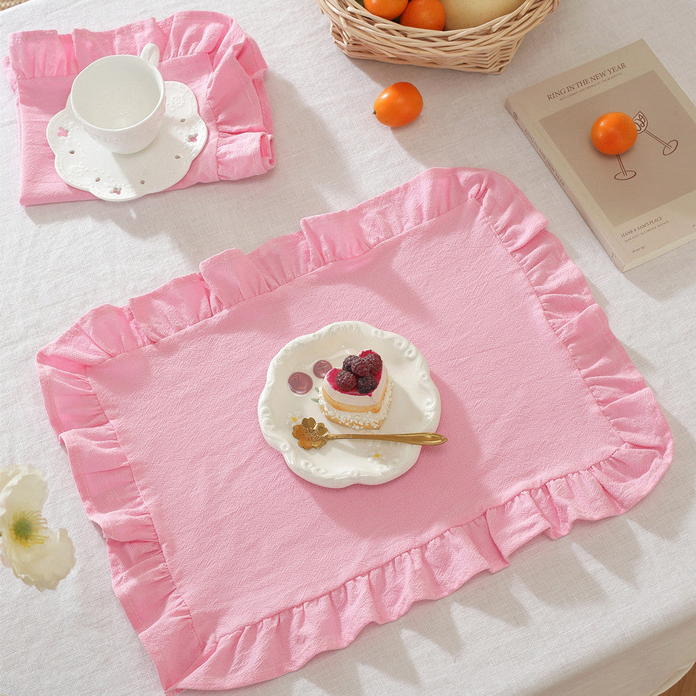 Ruffled Edge Solid Linen-Style Placemat — view 2