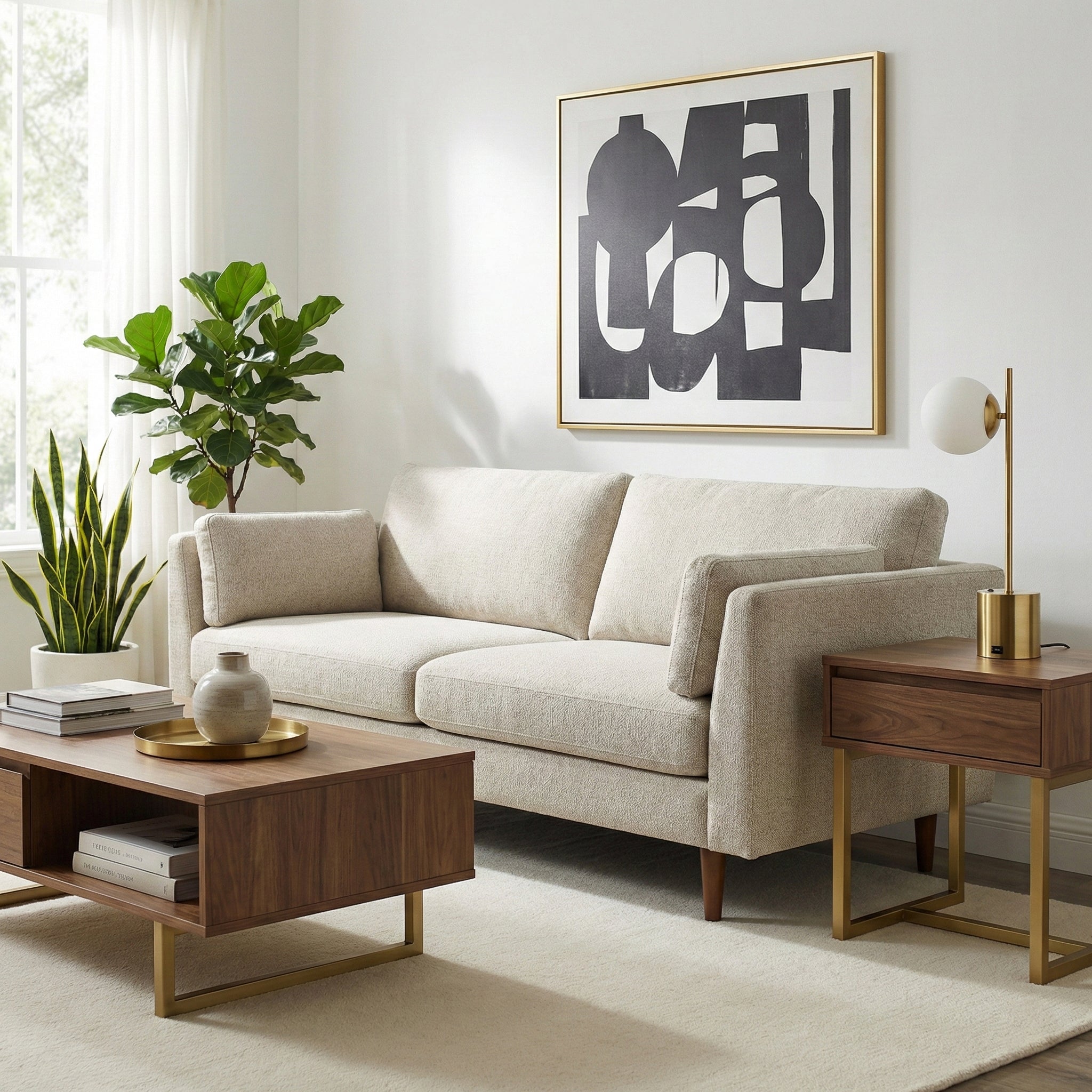 Brass & White Globe Table Lamp, Ethereal Glow — view 5