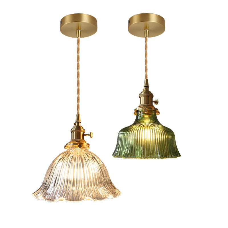 Japanese Retro Brass & Glass Pendant Light — view 7