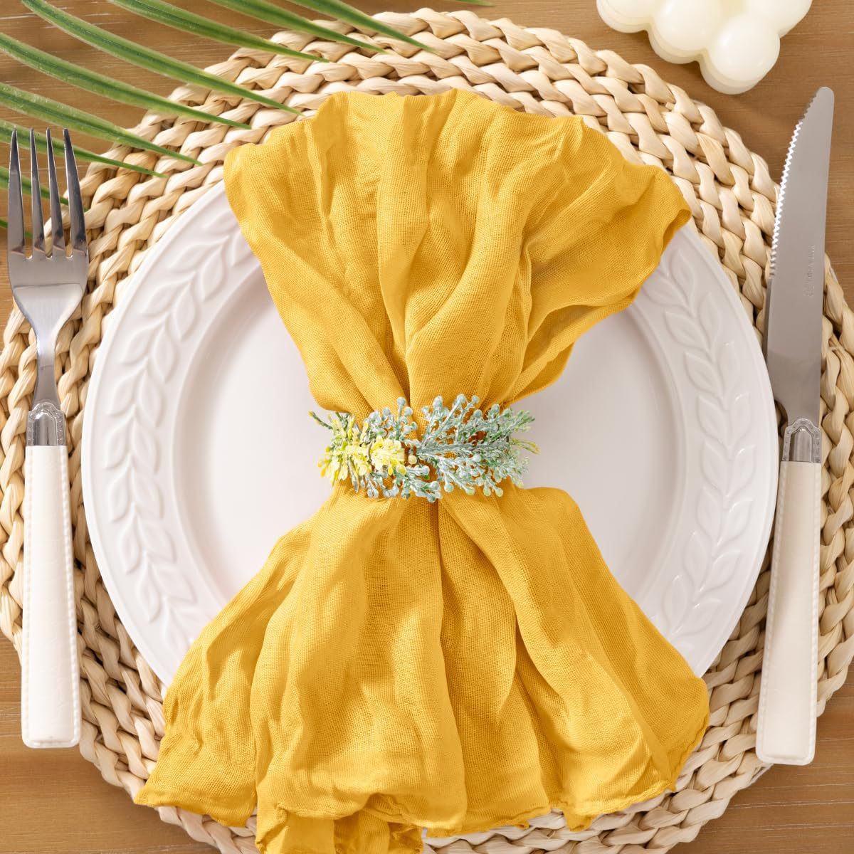 Bali Crinkled Chiffon Napkin, Plain Table Linen — view 5