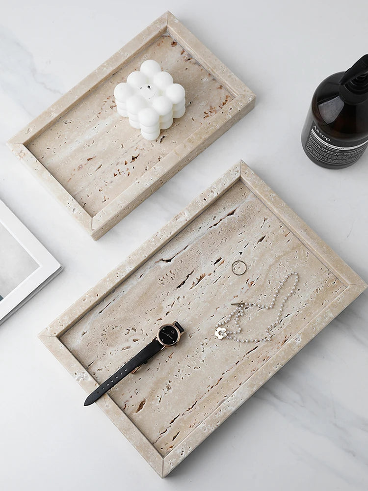 Travertine Marble Vanity & Serving Tray — view 2