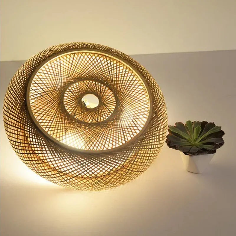 Handwoven Rattan Boho Flush Mount Ceiling Light — view 4