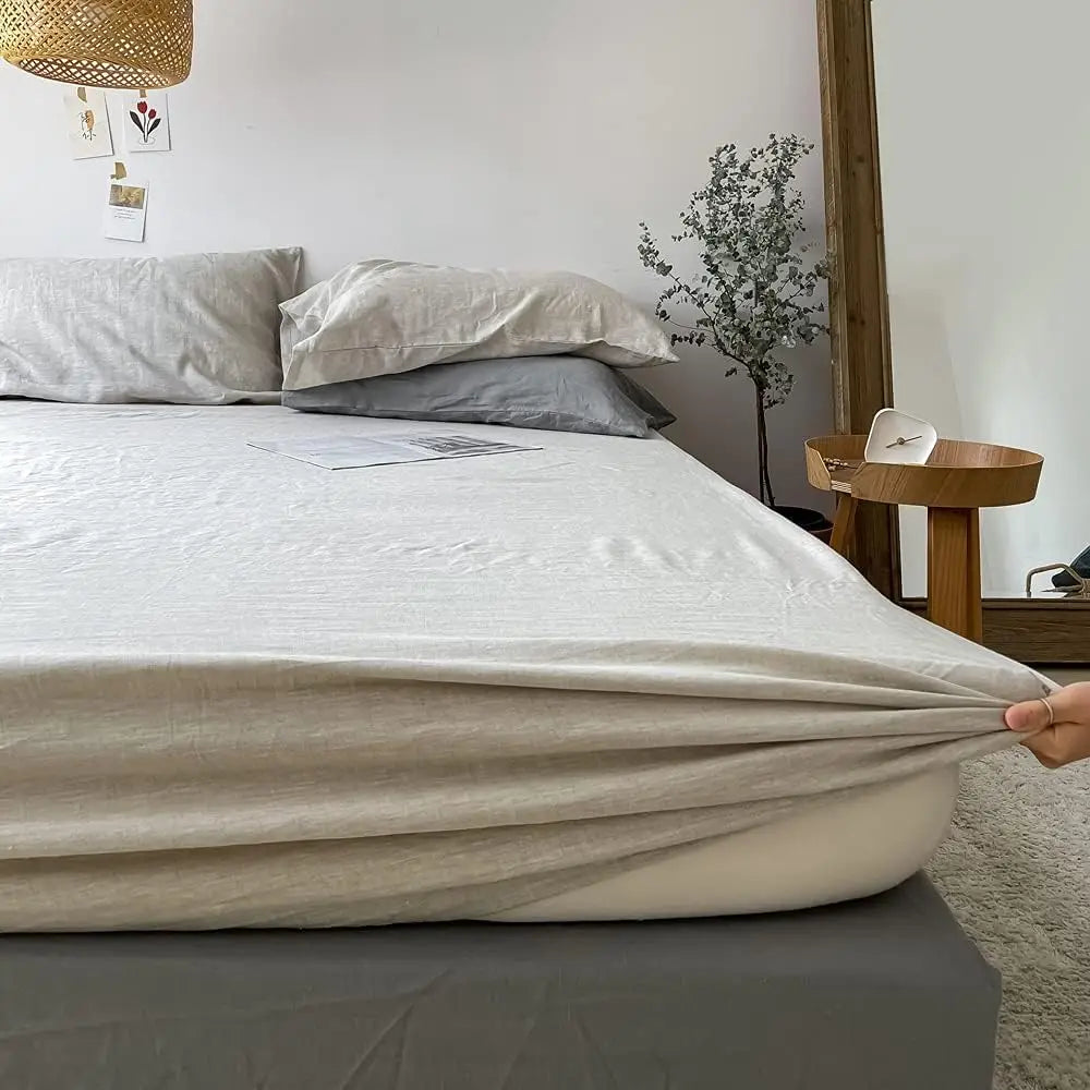 Stone-Washed French Flax Linen Fitted Sheet — view 6