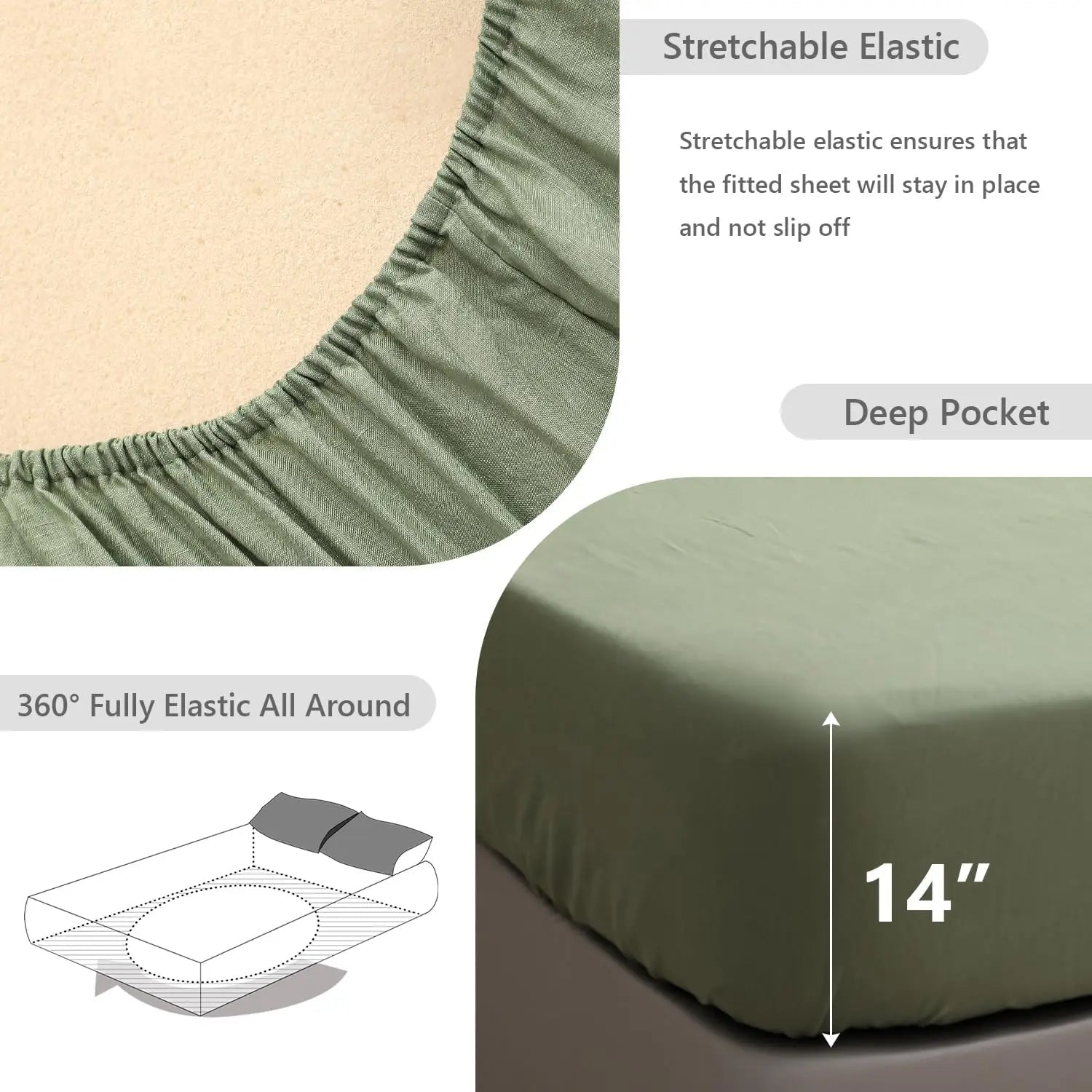 Stone-Washed French Flax Linen Fitted Sheet — view 3