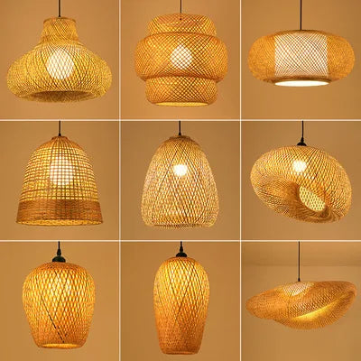 Handwoven Bamboo & Rattan Pendant Ceiling Light — view 3