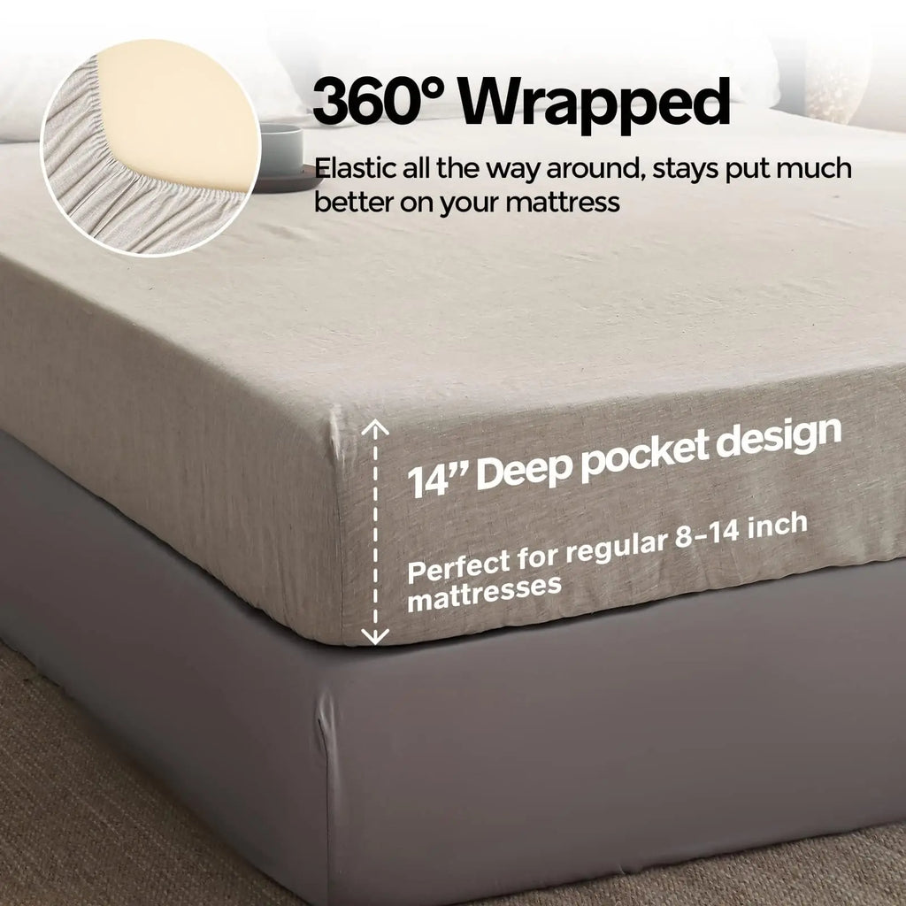 Stone-Washed French Flax Linen Fitted Sheet — view 4