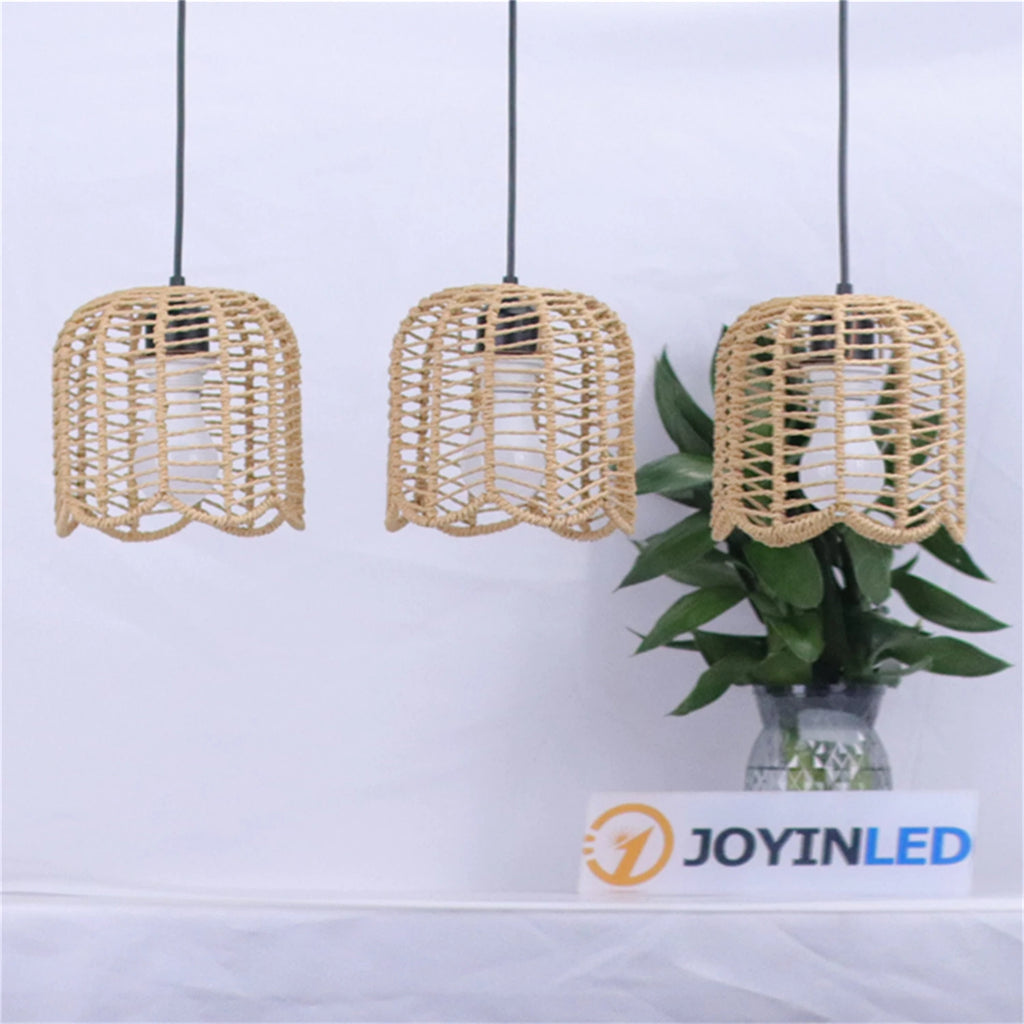 Woven Paper Rope Triple Pendant Chandelier — view 6