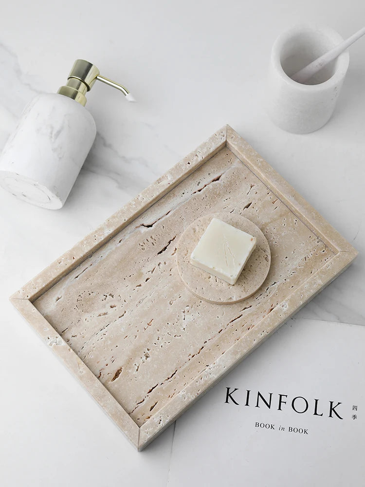 Travertine Marble Vanity & Serving Tray — view 3