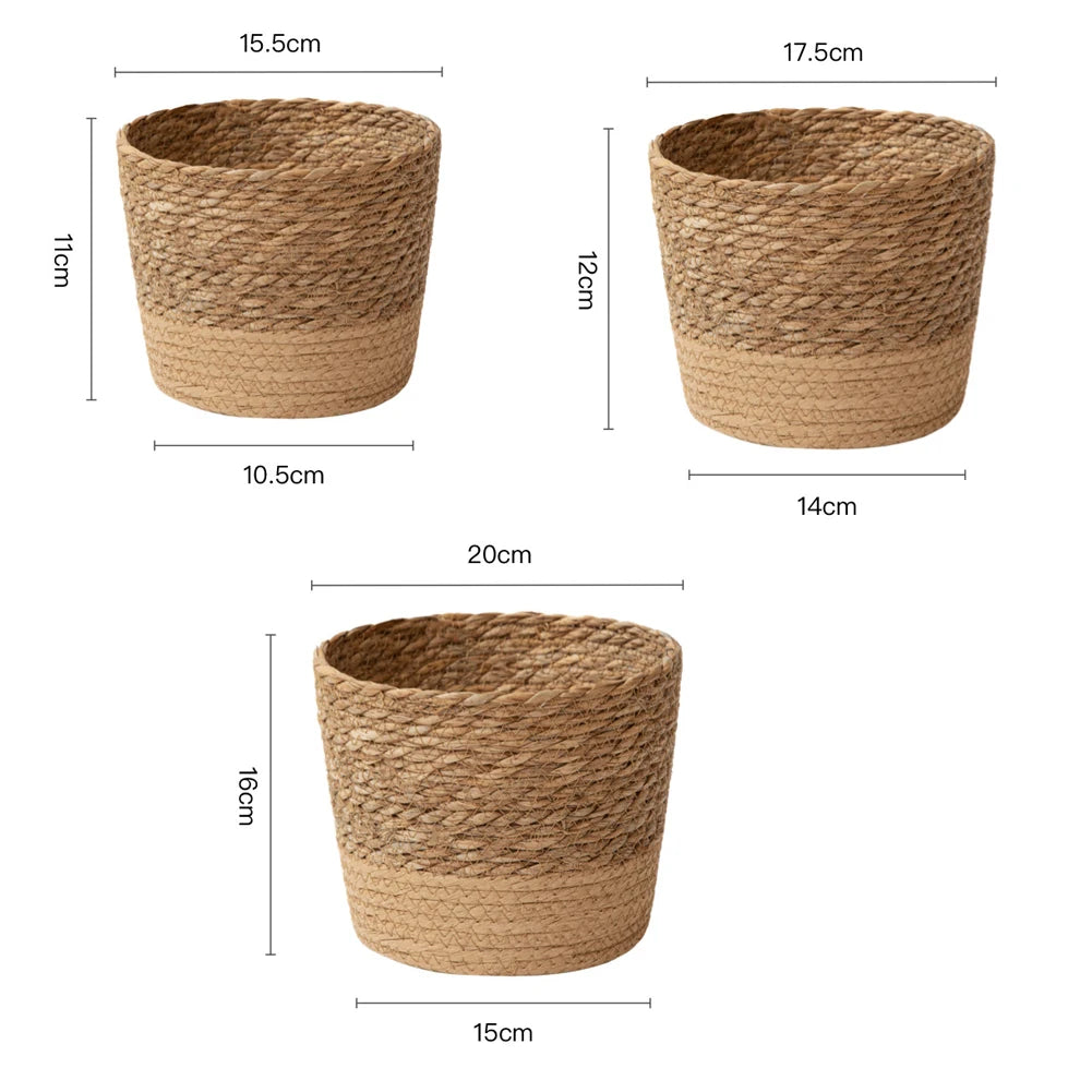 Handwoven Seagrass Desktop Flower Pot Holder — view 5