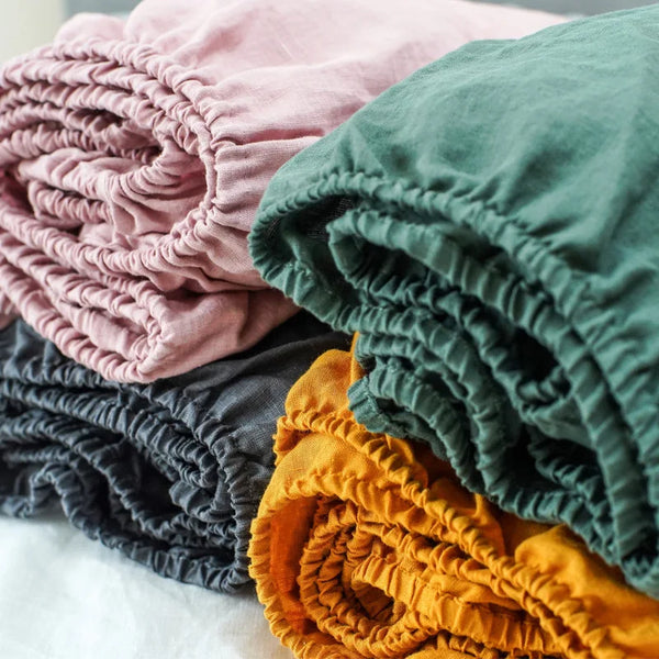 Stone-Washed French Flax Linen Fitted Sheet