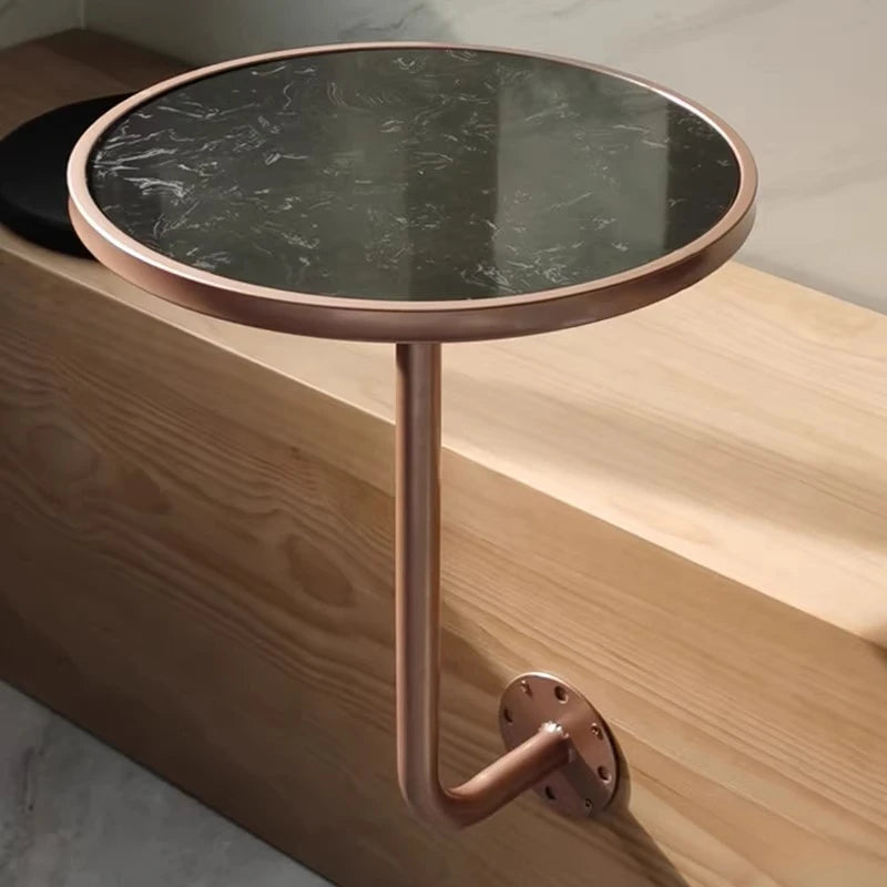 Marble-Top Wall-Mounted Round Accent Table — view 3