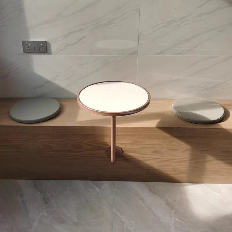 Marble-Top Wall-Mounted Round Accent Table — view 4