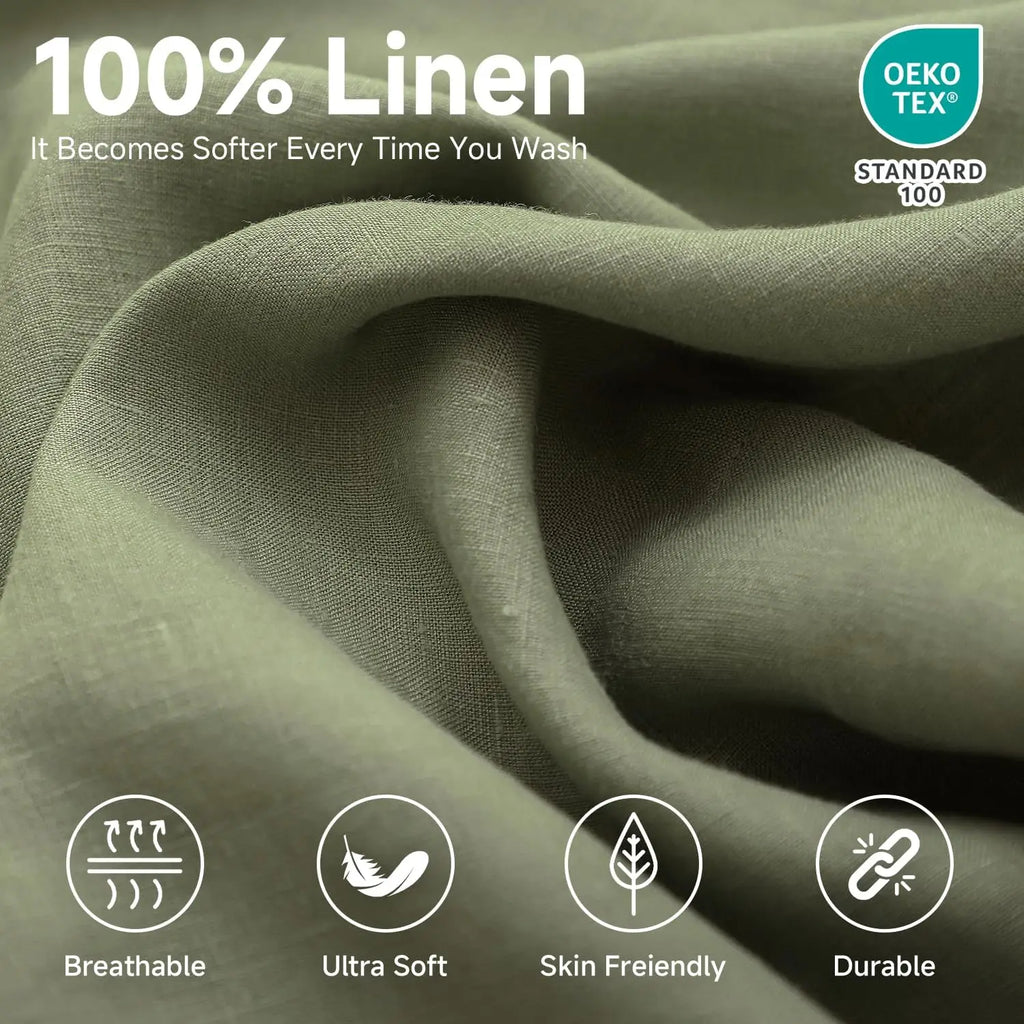 Stone-Washed French Flax Linen Fitted Sheet — view 2